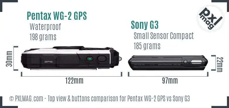 Pentax WG-2 GPS vs Sony G3 top view buttons comparison