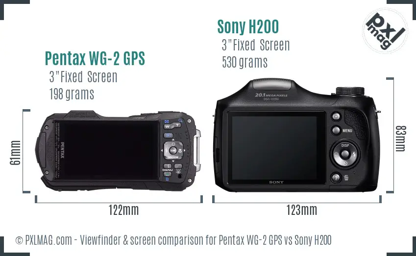Pentax WG-2 GPS vs Sony H200 Screen and Viewfinder comparison Pentax WG-2 GPS vs Sony H200 Screen and Viewfinder comparison