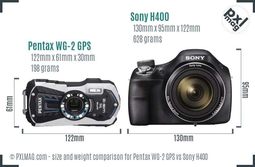 Pentax WG-2 GPS vs Sony H400 size comparison