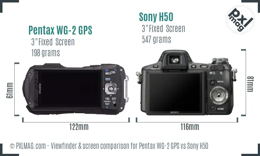 Pentax WG-2 GPS vs Sony H50 Screen and Viewfinder comparison