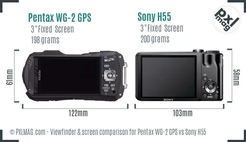 Pentax WG-2 GPS vs Sony H55 Screen and Viewfinder comparison