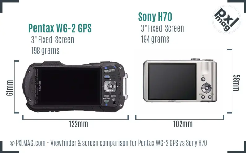 Pentax WG-2 GPS vs Sony H70 Screen and Viewfinder comparison Pentax WG-2 GPS vs Sony H70 Screen and Viewfinder comparison