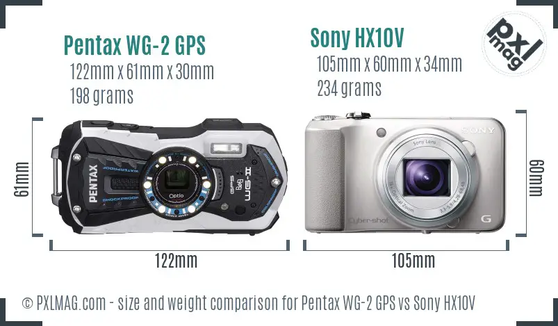 Pentax WG-2 GPS vs Sony HX10V size comparison