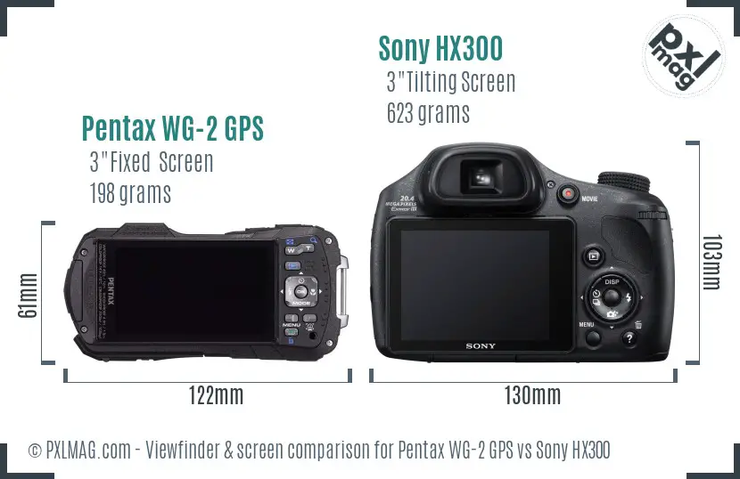 Pentax WG-2 GPS vs Sony HX300 Screen and Viewfinder comparison