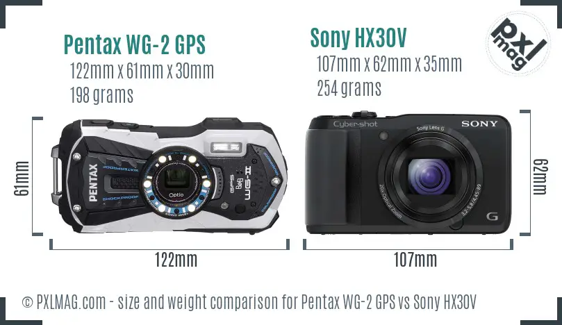 Pentax WG-2 GPS vs Sony HX30V size comparison