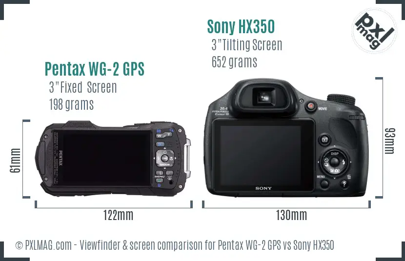 Pentax WG-2 GPS vs Sony HX350 Screen and Viewfinder comparison Pentax WG-2 GPS vs Sony HX350 Screen and Viewfinder comparison