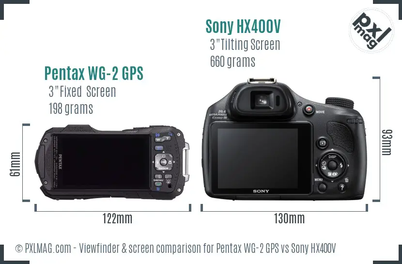 Pentax WG-2 GPS vs Sony HX400V Screen and Viewfinder comparison Pentax WG-2 GPS vs Sony HX400V Screen and Viewfinder comparison
