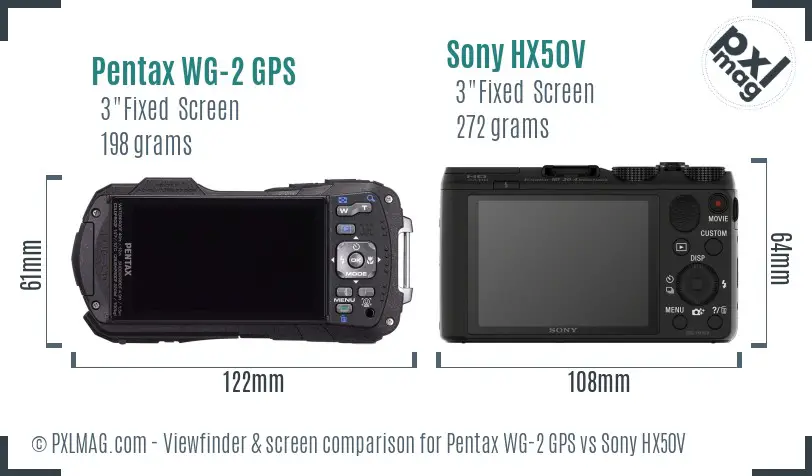Pentax WG-2 GPS vs Sony HX50V Screen and Viewfinder comparison