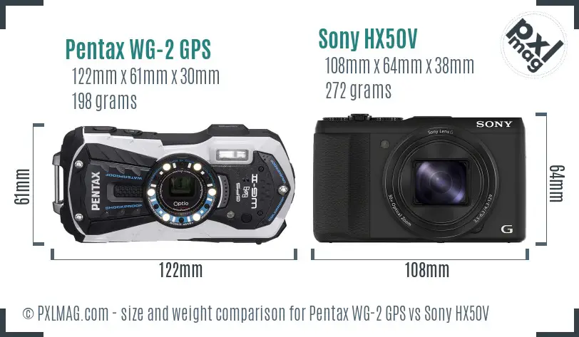 Pentax WG-2 GPS vs Sony HX50V size comparison