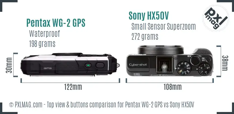 Pentax WG-2 GPS vs Sony HX50V top view buttons comparison