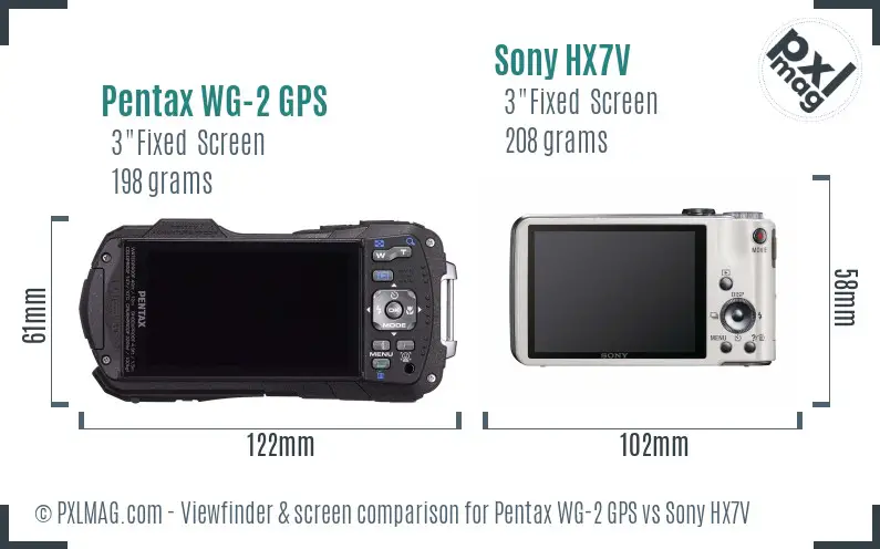 Pentax WG-2 GPS vs Sony HX7V Screen and Viewfinder comparison