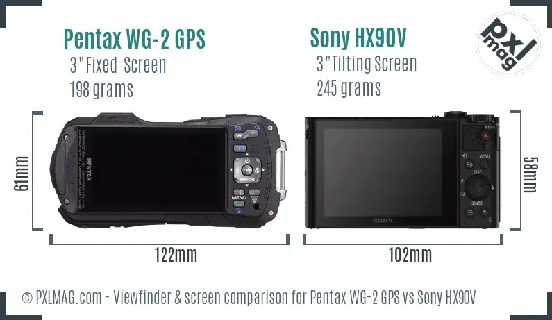 Pentax WG-2 GPS vs Sony HX90V Screen and Viewfinder comparison