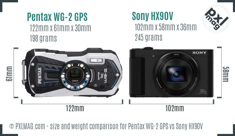 Pentax WG-2 GPS vs Sony HX90V size comparison