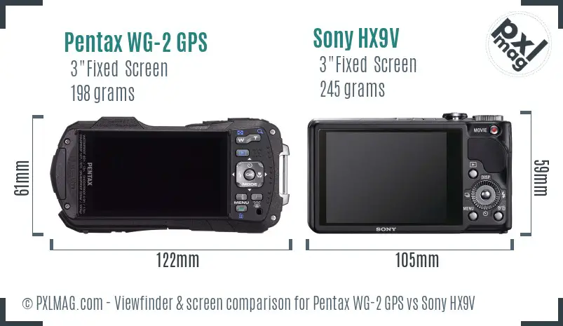 Pentax WG-2 GPS vs Sony HX9V Screen and Viewfinder comparison