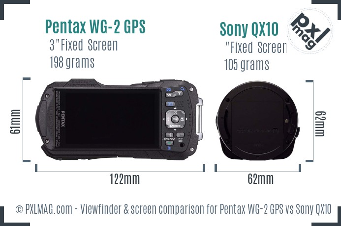 Pentax WG-2 GPS vs Sony QX10 Screen and Viewfinder comparison