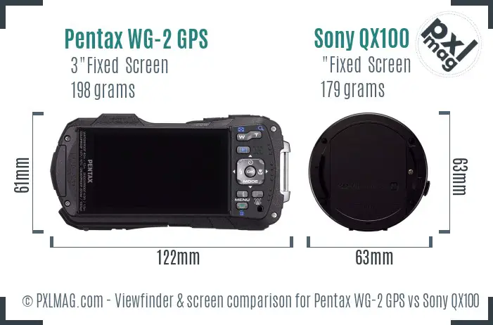Pentax WG-2 GPS vs Sony QX100 Screen and Viewfinder comparison