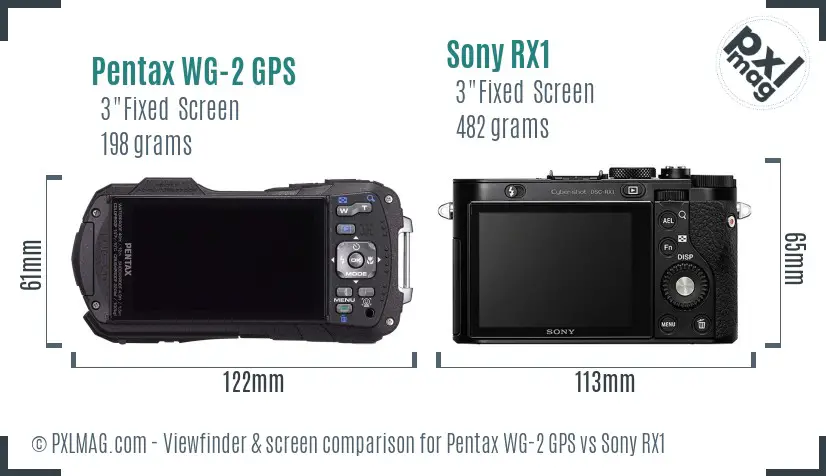 Pentax WG-2 GPS vs Sony RX1 Screen and Viewfinder comparison Pentax WG-2 GPS vs Sony RX1 Screen and Viewfinder comparison