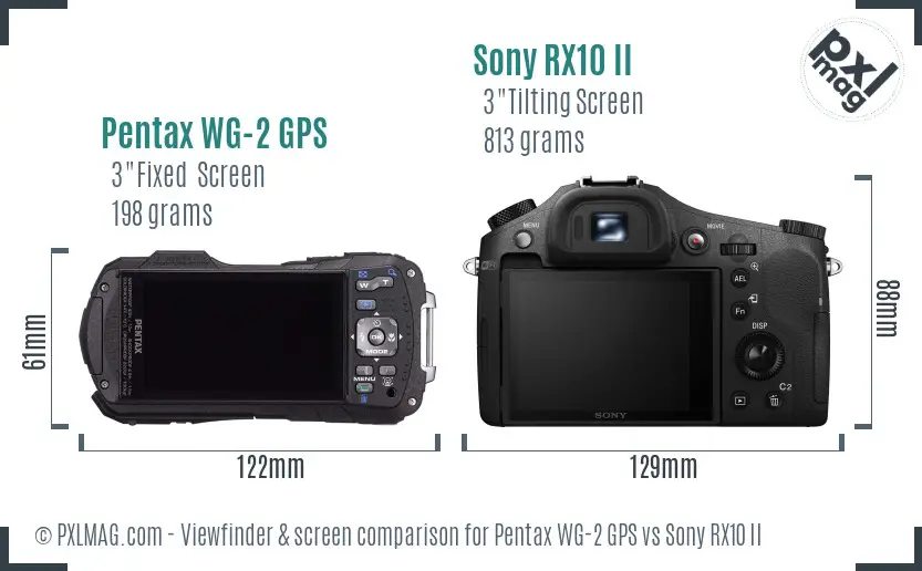 Pentax WG-2 GPS vs Sony RX10 II Screen and Viewfinder comparison