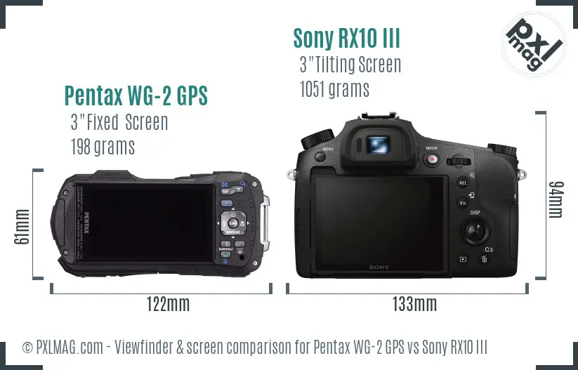 Pentax WG-2 GPS vs Sony RX10 III Screen and Viewfinder comparison