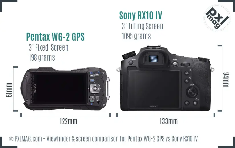Pentax WG-2 GPS vs Sony RX10 IV Screen and Viewfinder comparison Pentax WG-2 GPS vs Sony RX10 IV Screen and Viewfinder comparison