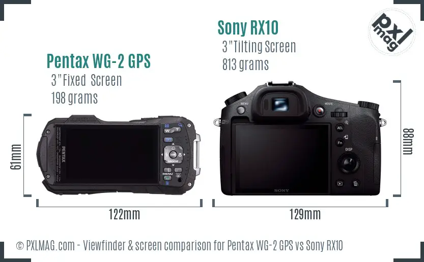 Pentax WG-2 GPS vs Sony RX10 Screen and Viewfinder comparison