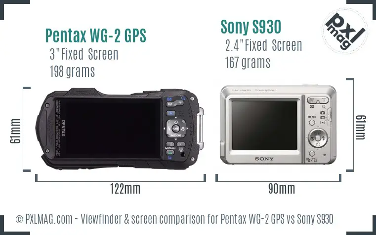 Pentax WG-2 GPS vs Sony S930 Screen and Viewfinder comparison Pentax WG-2 GPS vs Sony S930 Screen and Viewfinder comparison