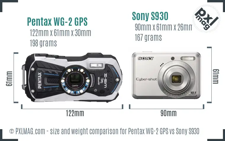 Pentax WG-2 GPS vs Sony S930 size comparison Pentax WG-2 GPS vs Sony S930 size comparison