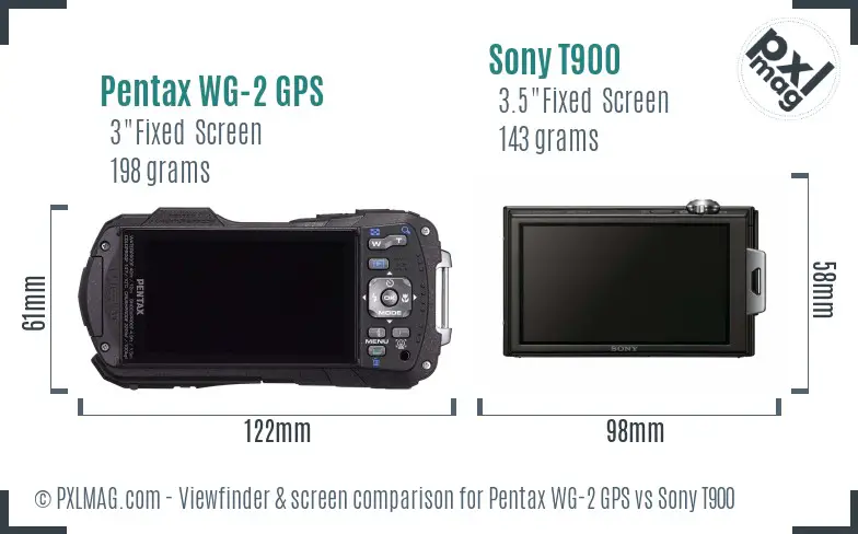 Pentax WG-2 GPS vs Sony T900 Screen and Viewfinder comparison