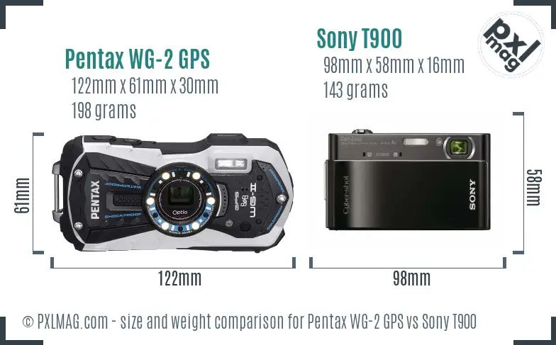 Pentax WG-2 GPS vs Sony T900 size comparison