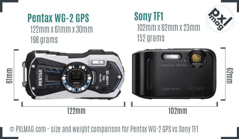 Pentax WG-2 GPS vs Sony TF1 size comparison