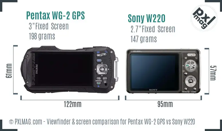 Pentax WG-2 GPS vs Sony W220 Screen and Viewfinder comparison