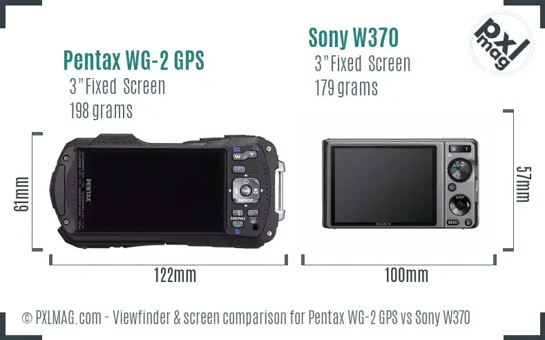 Pentax WG-2 GPS vs Sony W370 Screen and Viewfinder comparison