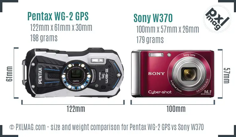 Pentax WG-2 GPS vs Sony W370 size comparison