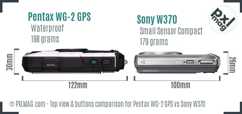 Pentax WG-2 GPS vs Sony W370 top view buttons comparison