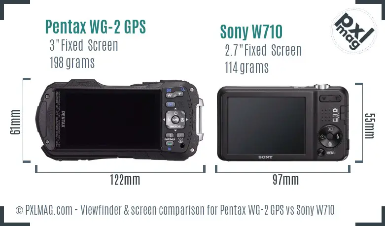 Pentax WG-2 GPS vs Sony W710 Screen and Viewfinder comparison