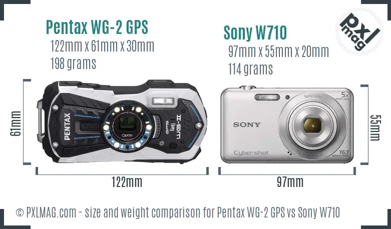 Pentax WG-2 GPS vs Sony W710 size comparison