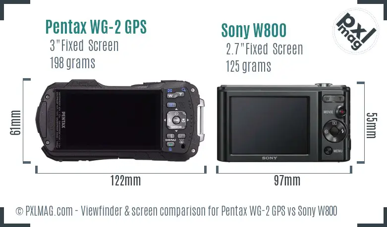 Pentax WG-2 GPS vs Sony W800 Screen and Viewfinder comparison Pentax WG-2 GPS vs Sony W800 Screen and Viewfinder comparison