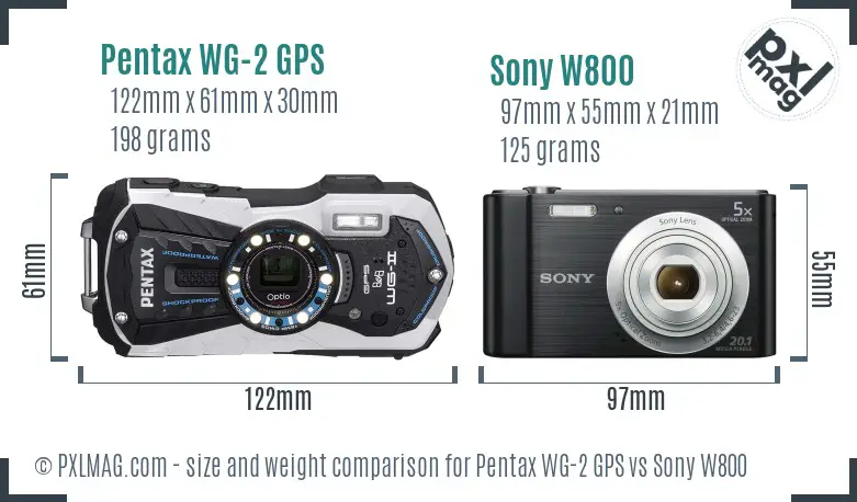Pentax WG-2 GPS vs Sony W800 size comparison Pentax WG-2 GPS vs Sony W800 size comparison