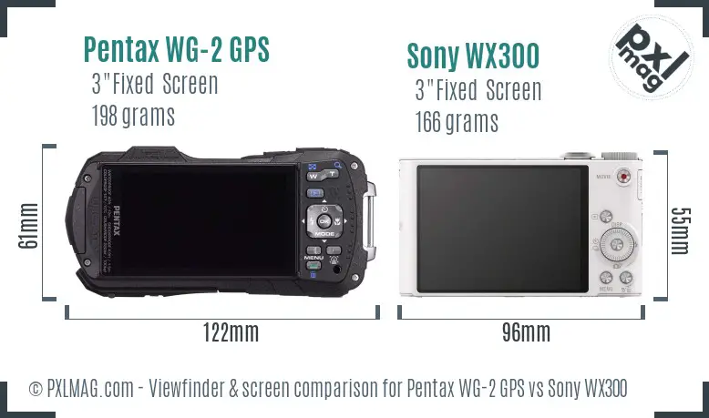Pentax WG-2 GPS vs Sony WX300 Screen and Viewfinder comparison Pentax WG-2 GPS vs Sony WX300 Screen and Viewfinder comparison