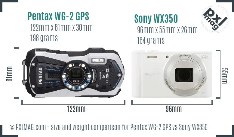 Pentax WG-2 GPS vs Sony WX350 size comparison Pentax WG-2 GPS vs Sony WX350 size comparison