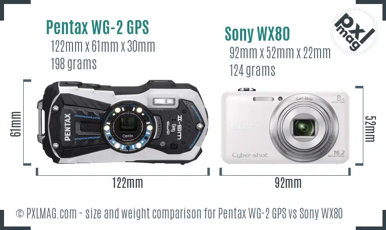 Pentax WG-2 GPS vs Sony WX80 size comparison