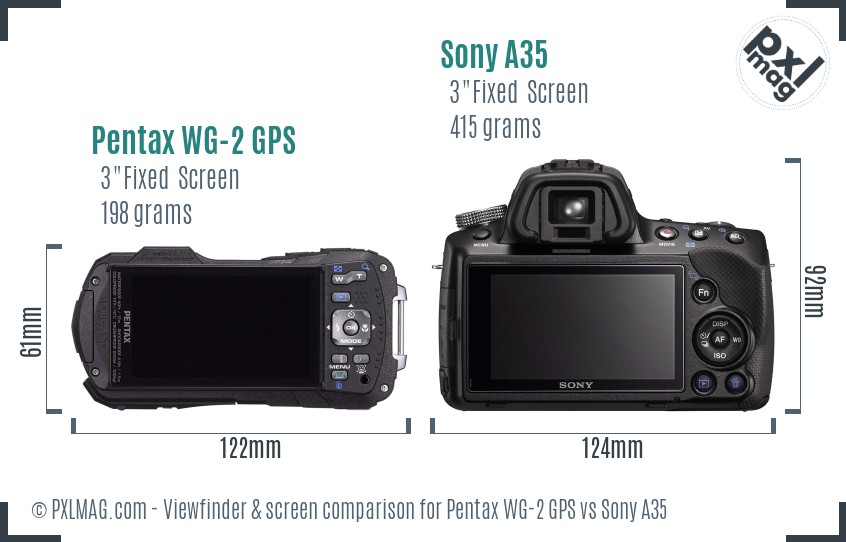 Pentax WG-2 GPS vs Sony A35 Screen and Viewfinder comparison