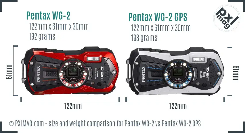 Pentax WG-2 vs Pentax WG-2 GPS size comparison