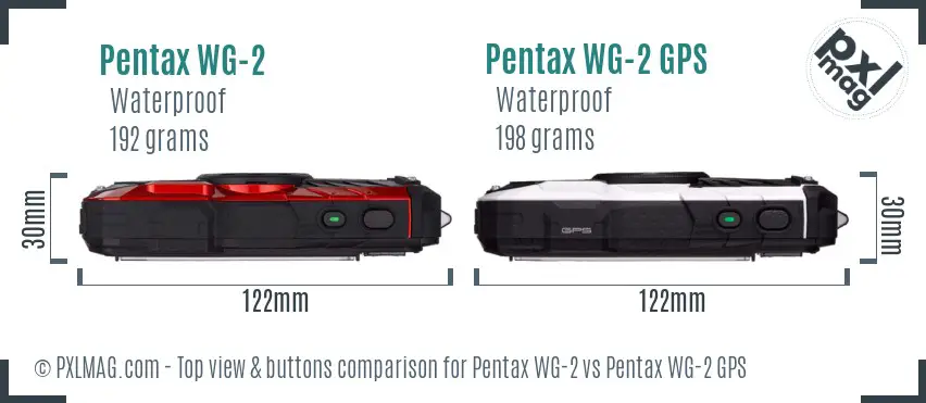 Pentax WG-2 vs Pentax WG-2 GPS top view buttons comparison