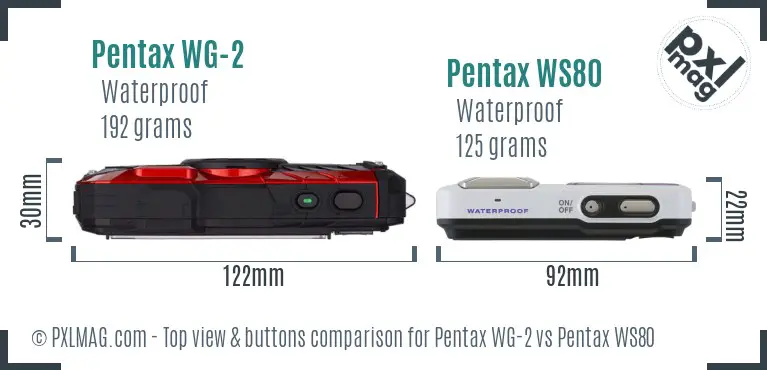 Pentax WG-2 vs Pentax WS80 top view buttons comparison