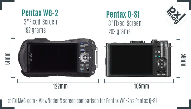 Pentax WG-2 vs Pentax Q-S1 Screen and Viewfinder comparison