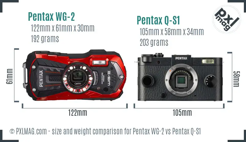 Pentax WG-2 vs Pentax Q-S1 size comparison