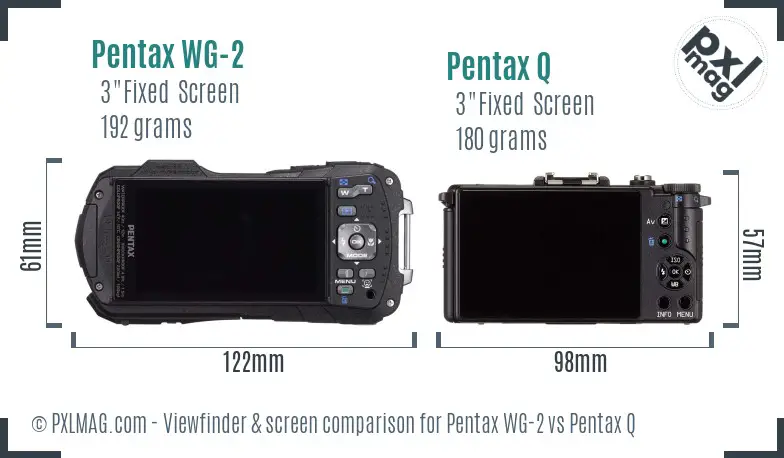 Pentax WG-2 vs Pentax Q Screen and Viewfinder comparison