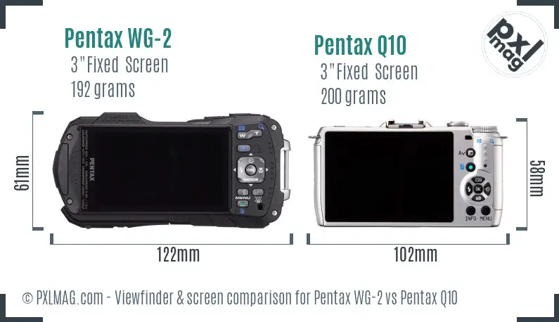 Pentax WG-2 vs Pentax Q10 Screen and Viewfinder comparison