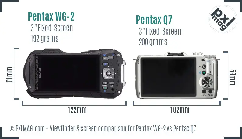 Pentax WG-2 vs Pentax Q7 Screen and Viewfinder comparison